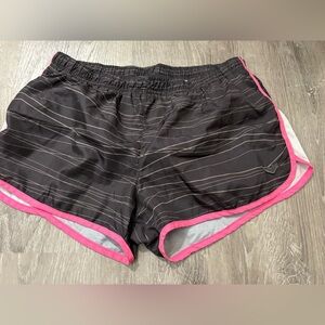 Pony Black Pinstripe Athletic Shorts with Pink Trim